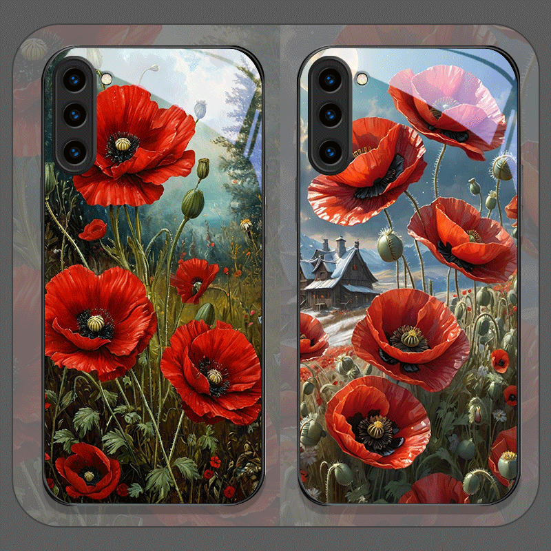 Samsung Galaxy S25 - 레트로 양귀비 꽃 핫 레드 프린트