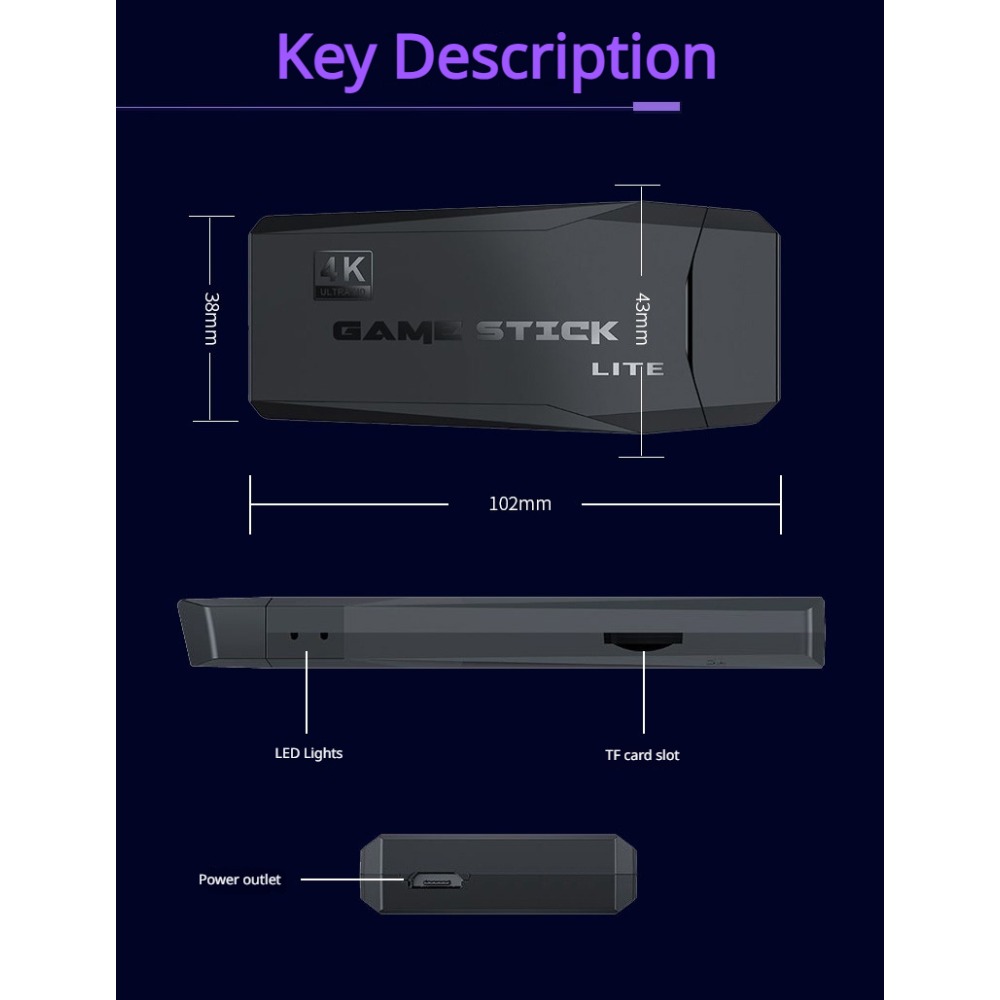 휴대용 4K 레트로 게임 스틱 콘솔, 2개의 무선 컨트 - Retro Game Controller Usb 리뷰 및 가격