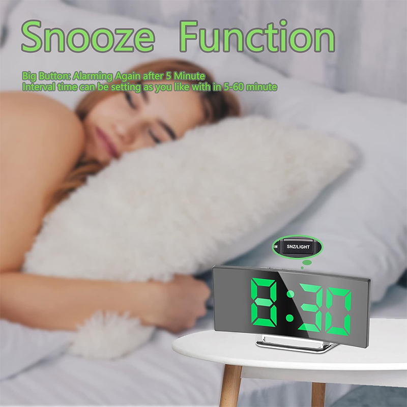 LED 디지털 알람 시계 곡선 스크린 미러 무소음 전자 - Electronics Gadgets For Home 리뷰 및 가격